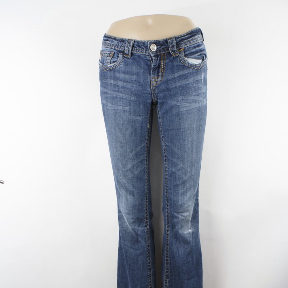 MEK Buckle Huntington Boot Cut (26 X 30) Women's Jeans Medium Flap Pocket